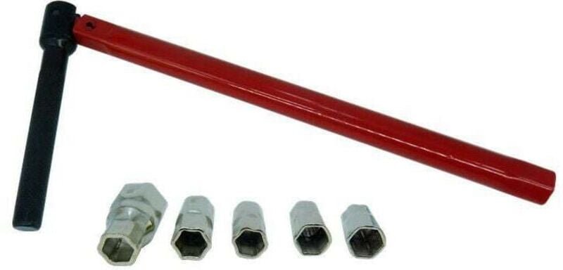 Spezieller Beckenschlüssel für Mischbatterien Ø 13 mm + 5 Steckschlüssel Ø 8 - 9 - 10 - 11 - 12 mm, Rot