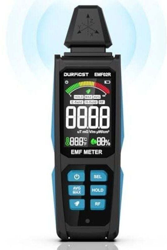 Wiederaufladbarer digitaler 5-in-1-Elektromagnetfelddetektor für EF-, RF-, MF- und WLAN-Signale