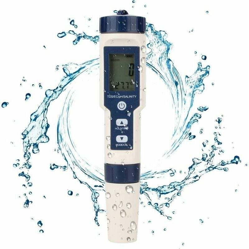 phe Wassertester, 5-in-1, multifunktionaler Wasserqualitätstester, TDS/EC/Salzgehalt/PH/Temperatur, digitales Messgerät ...