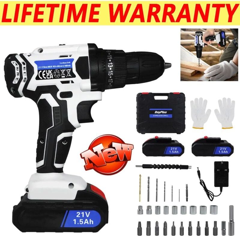 2024 Akkuschrauber Set Schlagbohrschrauber Bohrmaschine mit Ladegerät / 2X Akkus