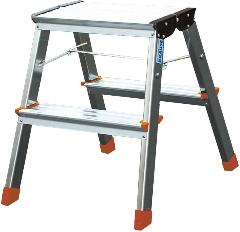 Krause - Zweistufige Aluminium-Haushaltsleiter, max. Gewicht 200kg