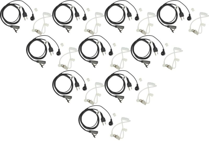 vhbw 10x Headset kompatibel mit Motorola PTX700, PRO7750, PTX760, PRO7550, PRO9150 Funkgerät - schwarz, Transparenter Ak...