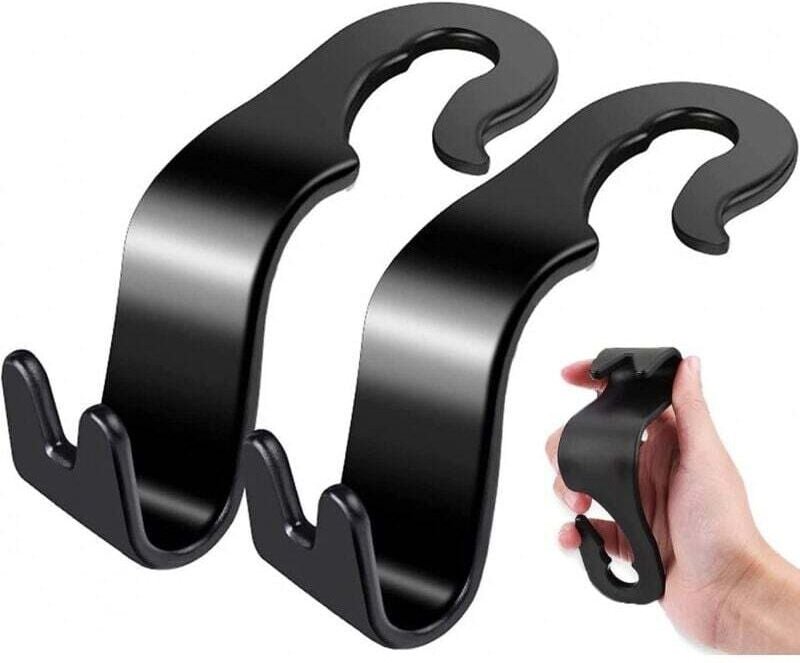 Kopfstützenhaken für die Rücksitze (2er-Pack), Schwarz