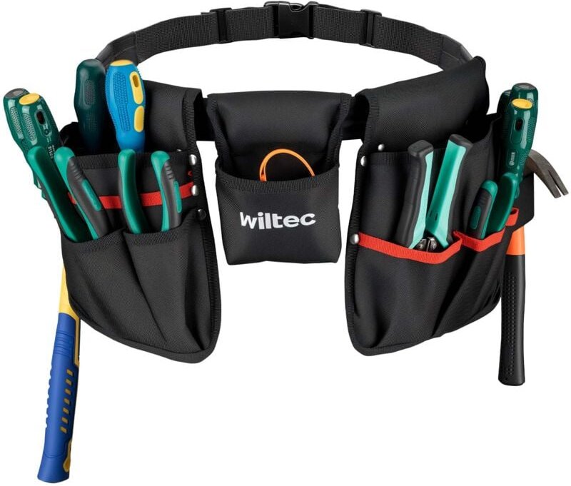 Wiltec - Werkzeuggürtel 63,5 x 25,5 cm bis 15 kg, Werkzeug Gürteltasche 23 Fächer, Gürtel Werkzeugtasche verstellbar, ro...