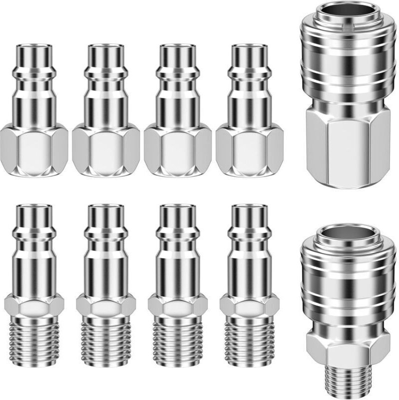 10-teiliges Schnellkupplungs-Set für Druckluft, Druckluftanschlüsse, Kompressorzubehör, Kompressordüsen, Druckluftanschl...