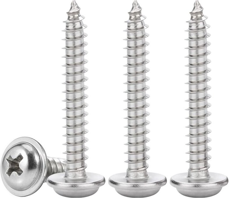 M4x30 mm Edelstahl-Holzschrauben, selbstschneidende Rundkopfschrauben mit Kreuzschlitz-Unterlegscheiben, durchgehendes G...