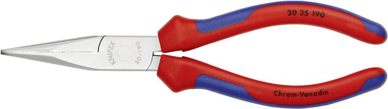 30 25 190 Werkstatt Flachrundzange Gerade Chrom-Vanadium Elektrostahl 190 mm - Knipex