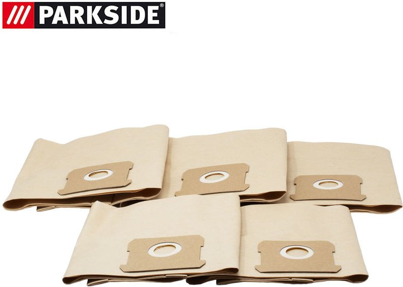 Papierfilterbeutel 5er Pack, Staubsaugerbeutel, passend für Parkside Nass-Trocken Sauger pntsa 20-Li A1 - lidl ian 31065...
