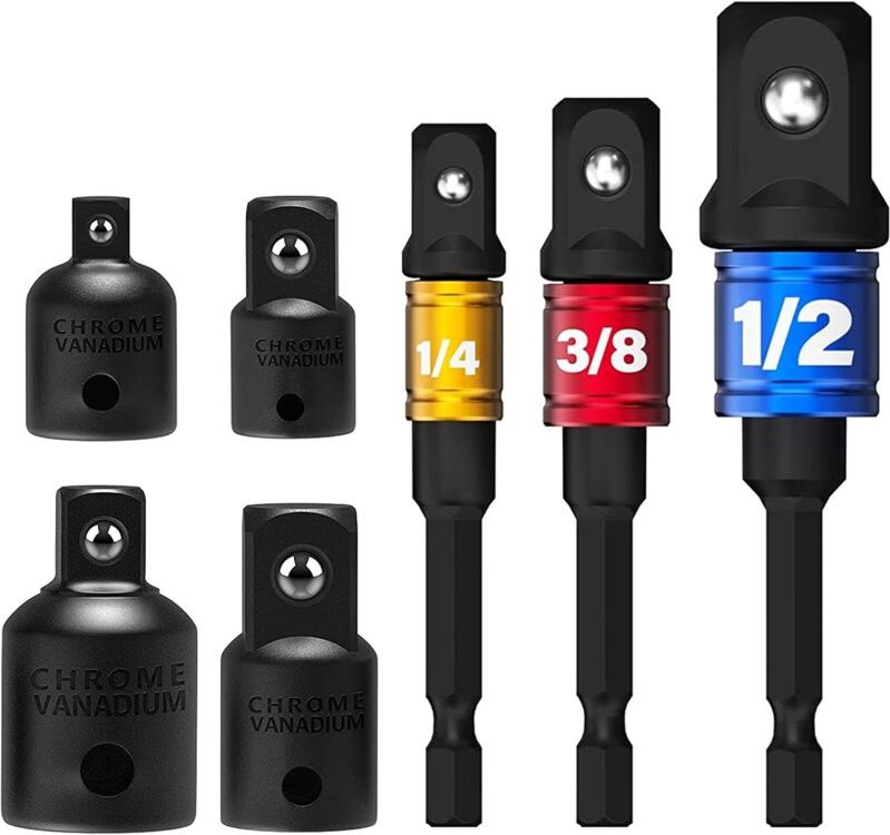 Memkey - 7 stücke Buchse Adapter 1/2 3/8 1/4 Hex Bohrer Bits Adapter Set Mutter Schlüssel Minderer Buchse Adapter Konver...