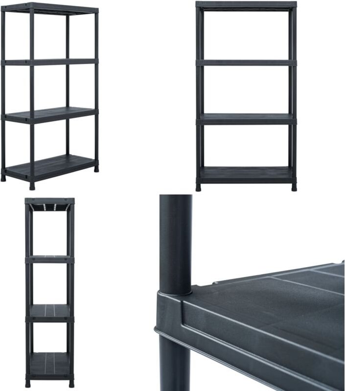 Lagerregal Schwarz 100 kg 60 x 30 x 138 cm Kunststoff - Kunststoffregal - Bücherregal