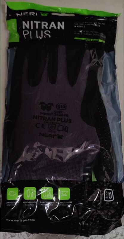 Neri - So.di.fer nylon und nitril gepunktete handschuhe größe 10 - f72676