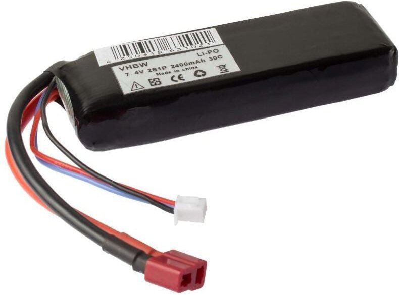 Vhbw Akku kompatibel mit awg 12 / awg 22 Stecker für Modellbau (2400mAh, 7,4V, Li-Polymer)