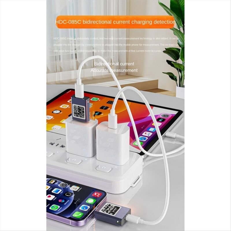 Typ-C-Tester HDC-085C DC 4,5–50 V 0–12 A PD3.1 Multifunktions-Digitalanzeige-Spannungs-, Strom- und
