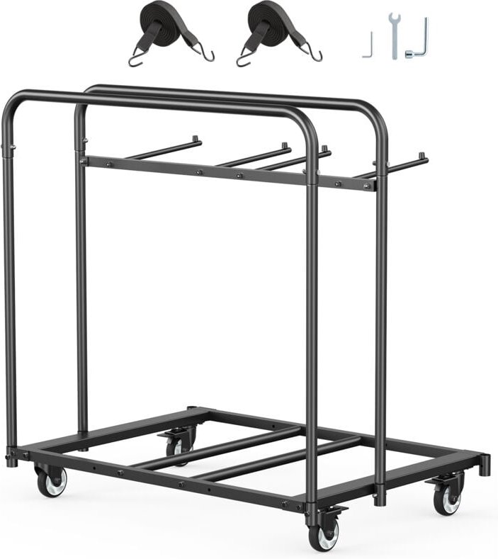 Mophorn - Stuhlkarre, Klappstuhlwagen, 180 kg Kapazität, für 5 Tische und 14 Stühle, Stuhlaufbewahrungswagen mit Halteru...