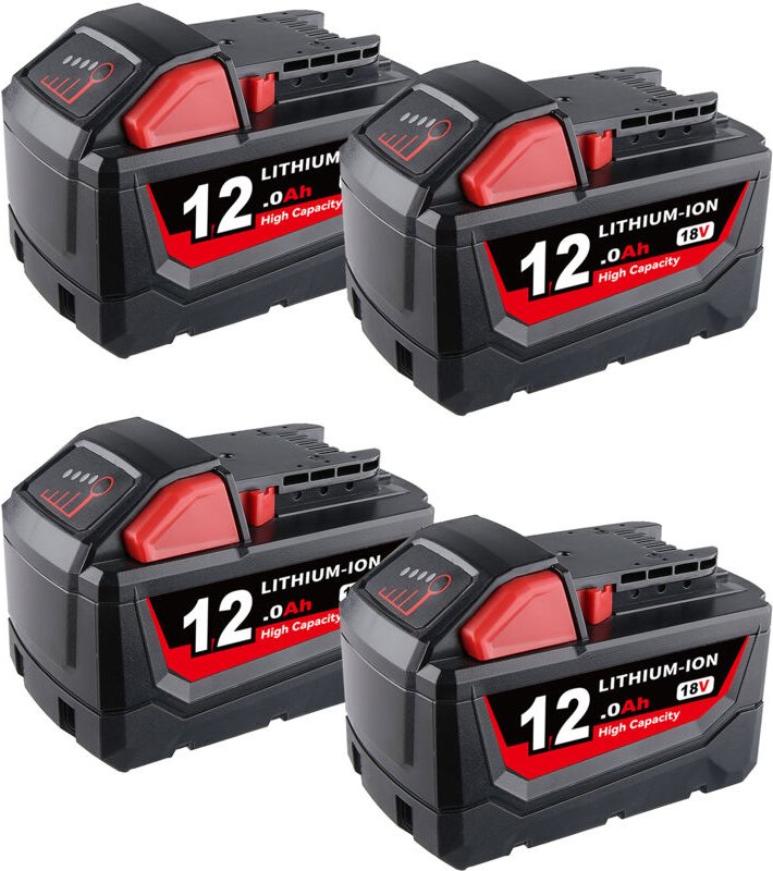 4er-Pack 18 V für Milwaukee M18 Akku M18B6 XC 12.0 Ah Li-Ionen 48-11-1860 48-11-1852