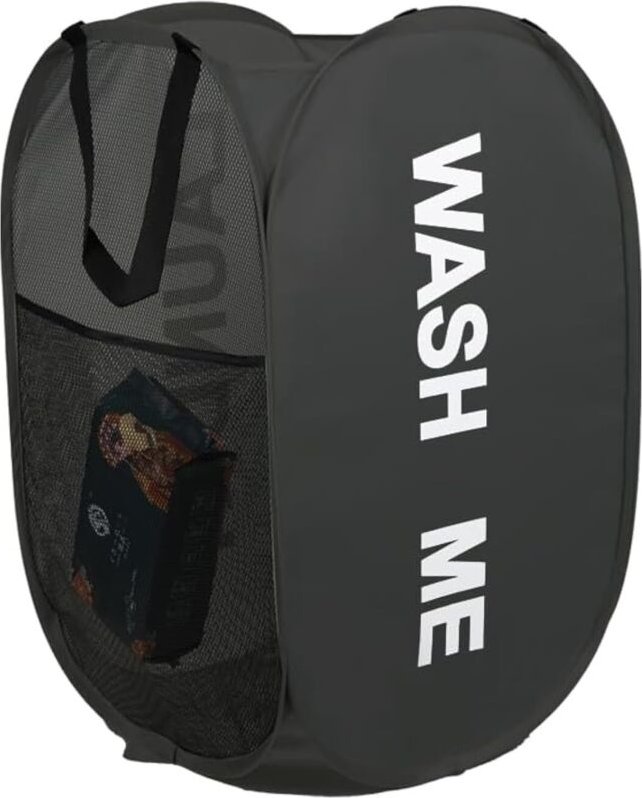 Zusammenklappbarer Wäschekorb mit Griffen – Tragbarer Wäschekorb für Badezimmer, Schlafzimmer, Waschküche, Reisen (Schwa...