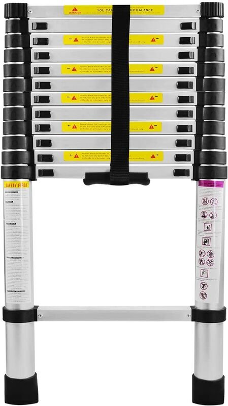 UISEBRT Teleskopleiter Aluminium 3.8M, Ausziehleiter Multifunktionsleiter Alu-Teleskopleiter Rutschfester Mehrzweckleite...