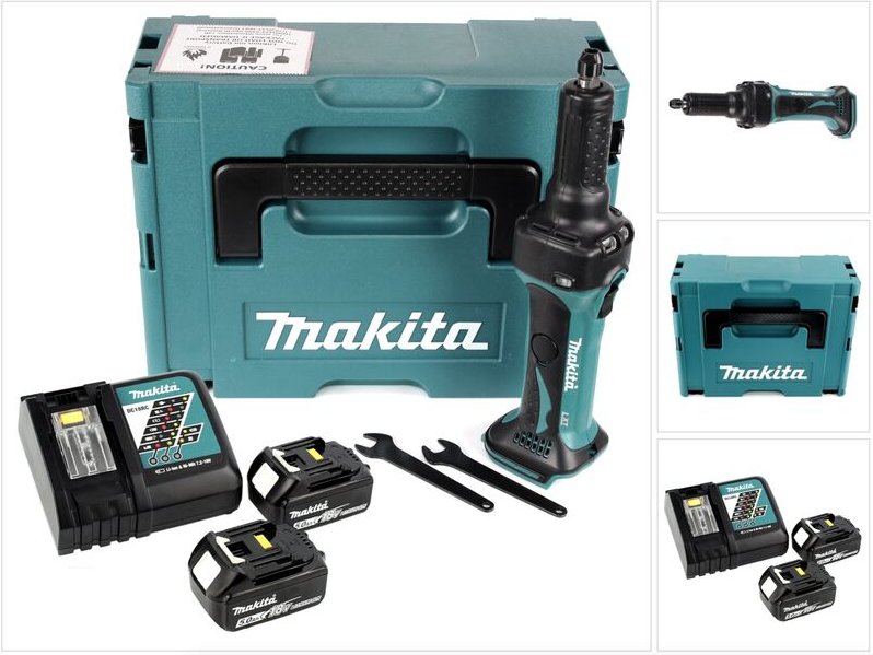 Dgd 800 rtj Akku Geradschleifer 18V + 2x Akku 5,0Ah + Ladegerät + Makpac - Makita