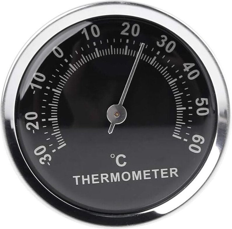 Mini-Thermometer, mechanisch (batterielos), analoge Kfz-Temperaturanzeige, 58 mm, mit doppelseitigem Klebeband