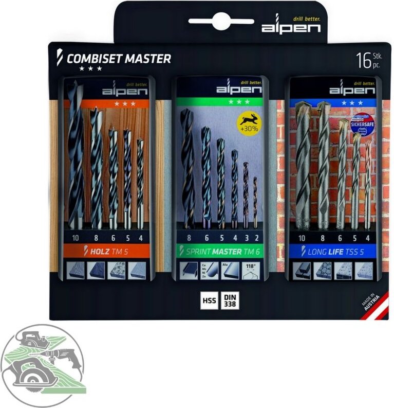 Alpen - 0000811003100 Combiset Master Universal-Bohrersortiment
