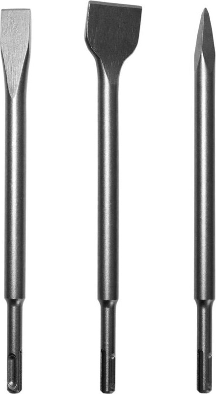 SDS Plus Meißel-Set 3er-Box: Großmeißel, Flachmeißel, Spitzmeißel. Zum Entfernen von Beton, Boden- und Wandfliesen. (Wei...