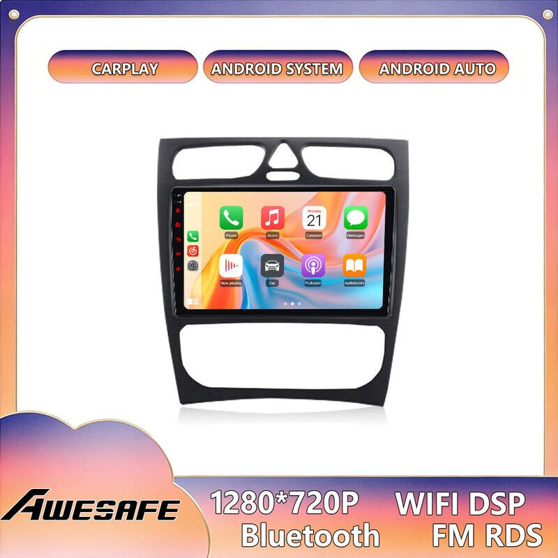 AWESAFE 4G Android 13 Autoradio 4GB+64GB für Benz C-CLK Klasse (2000–2005) 9" Touchscreen mit CarPlay GPS Bluetooth Andr...