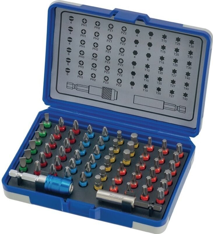 Bitsortiment 62-teilig Schlitz/PH/PZD/TX/6Kt.