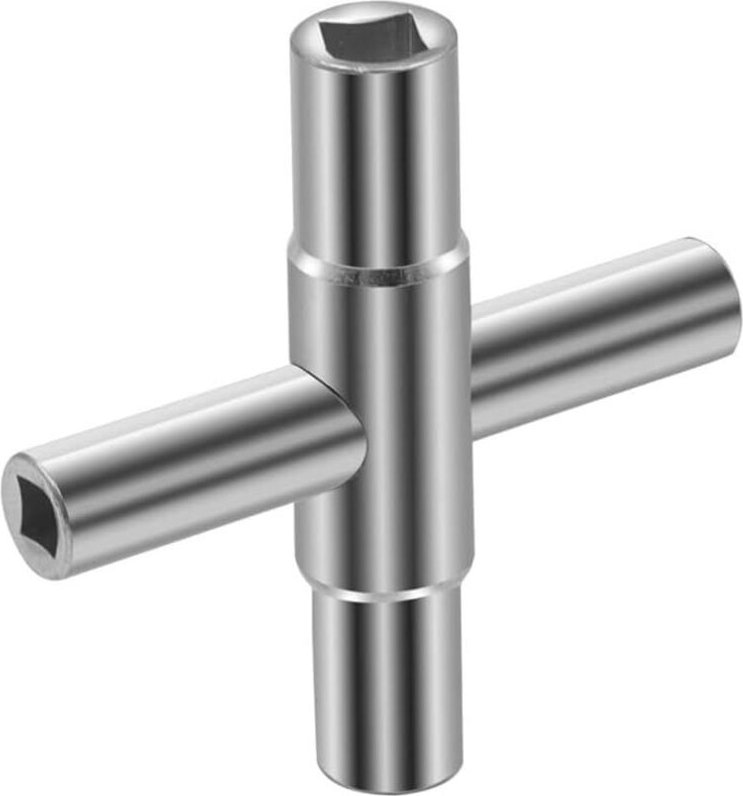 4-in-1-Gewindebohrerschlüssel aus Silber, Kreuzgewindebohrerschlüssel, Vierkantgewindebohrerschlüssel, manueller Bad-Sch...