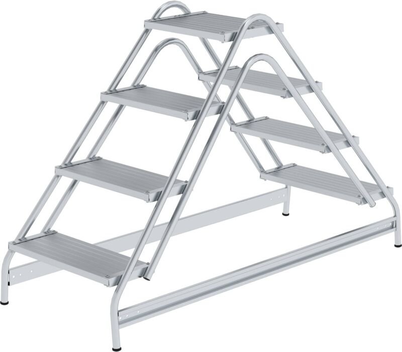 Günzburger Steigtechnik - Arbeitspodest beidseitig begehbar Aluminium geriffelt 2 x 4 Stufen - 050061