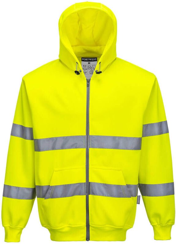 Sweat Zip Hivis mit Kapuze Farbe: Gelb Größe: XS - Portwest