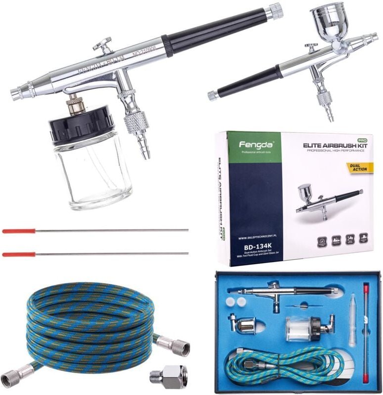 Fengda Professional Airbrush Set 3 Düsen 2 Doppelseitige Tanks