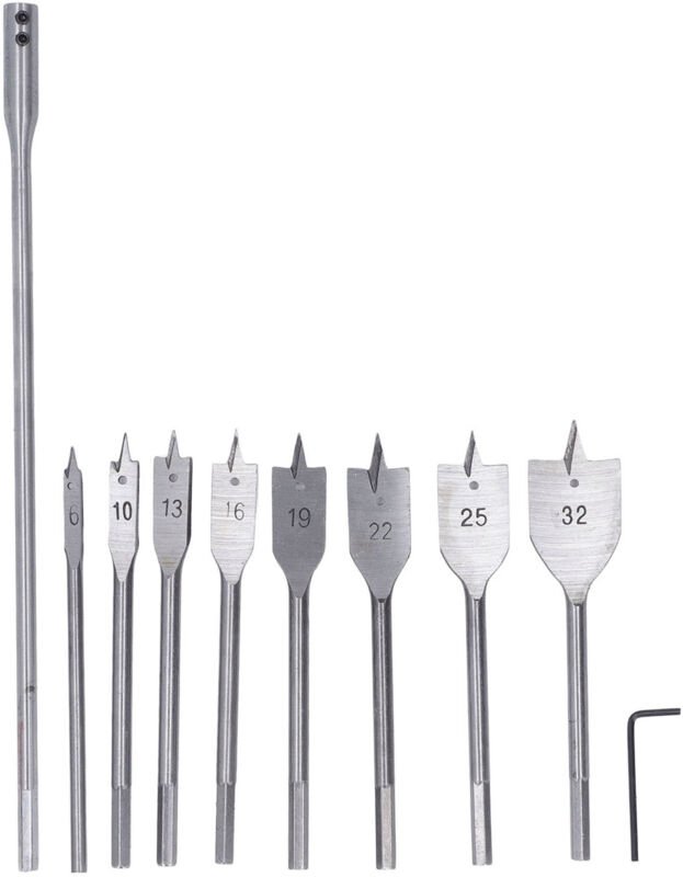 Holzbohrer-Set, poliert, vielseitig, 10-teilig, langlebig, mit Paddelplatte für die Holzbearbeitung