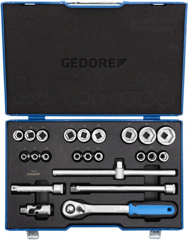 Gedore - Steckschlüssel-Satz 1/2' 23-teilig 6-kant 8-32mm, 19 EMU-20