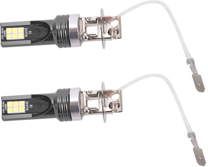 ZVD 2 Stück LED-Scheinwerferbirne, 2525 12LED Autoscheinwerfer Ersatz für H3-Scheinwerferbirne DC12V-24V Weiß 6500K-7500...