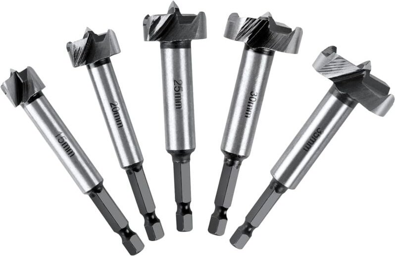 Versaillesfr - Holzbohrer, Box mit 5 Holzschneidern mit Sechskantgriff, verstellbare Positionierung, HSS-Hartmetall-Loch...