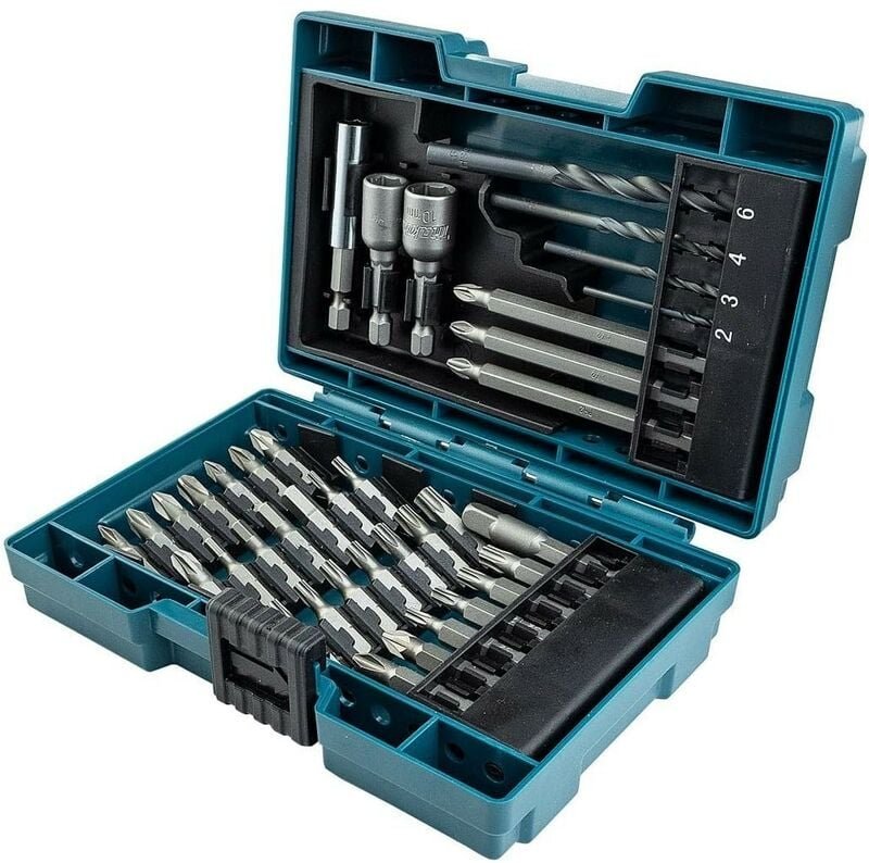 Box mit Schraubendreher-Bits + Bohrer-Bits + Stecknüssen 38 Stück – Makita B-54106