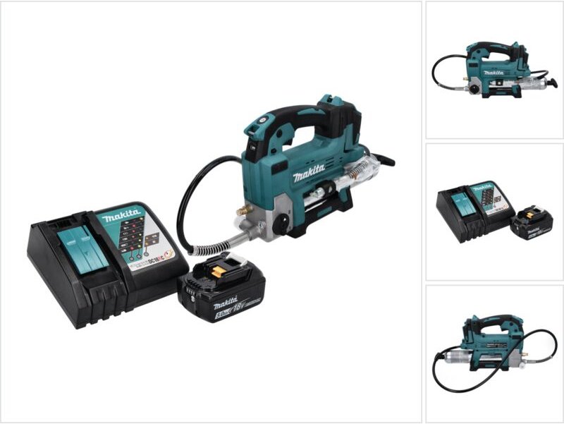 Makita DGP 180 RT1 Akku Fettpresse 18 V 690 bar + 1x Akku 5,0 Ah + Ladegerät