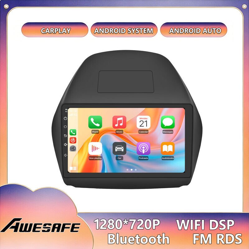 AWESAFE Autoradio Android 13 für Tucson 2 ix35 (2011-2014) 4GB+64GB 9'' Touchscreen CarPlay Android Auto GPS WiFi FM