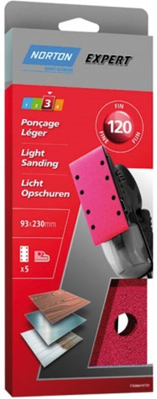 Patin Expert Parallel Lines Schleifpapier 93x230 Körnung 120 X 5 Stück - Norton