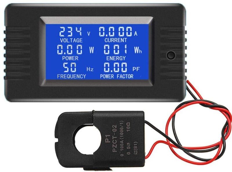 AC 80–260 V 100 A Strom-, Spannungs-, Leistungs- und Energiemess-Panelmeter mit LCD-Digitalanzeige, Amperemeter, Voltmet...