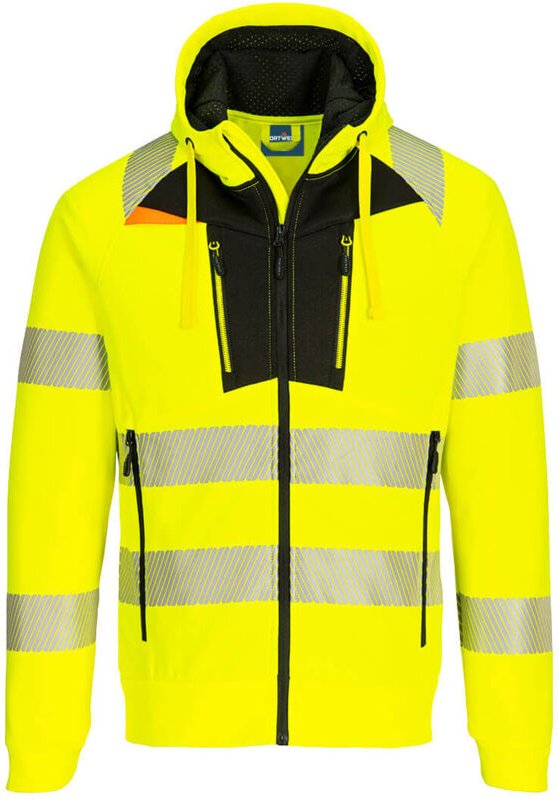 Dx4 - Hochsichtbarer Kapuzen-Sweatshirt mit Reißverschluss - M - Gelb/Schwarz - Portwest