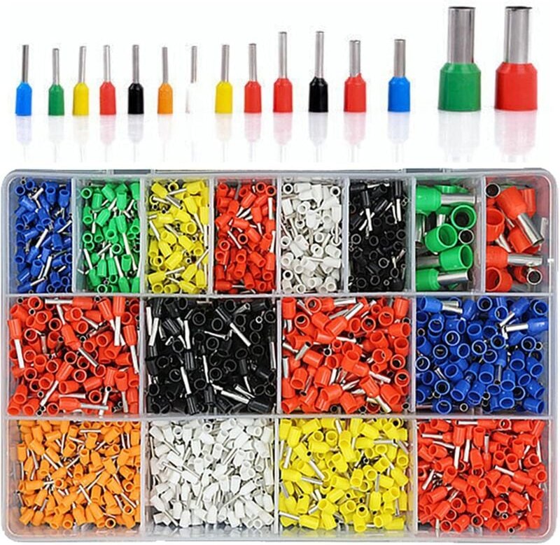 Bluedeer - 2120 Stück Aderendhülsen Sortiment Set, Aderendhülsen 0.5mm²-16mm², Adernendhuelsen für Heimwerker Isolierte ...