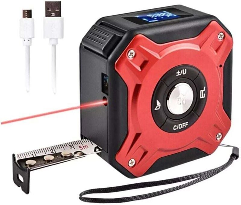 Digitales Maßband, 2-in-1-Digitallaser-Entfernungsmesser mit LCD-Display und automatischer Sperre, wiederaufladbarer 40-...
