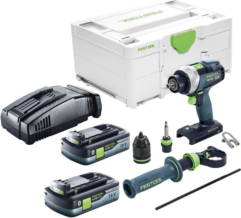 Festool TDC 18/4 I-Basic Akku Bohrschrauber 18 V 75 Nm Brushless + 2x Akku 4,0 Ah + Schnellladegerät + Systainer