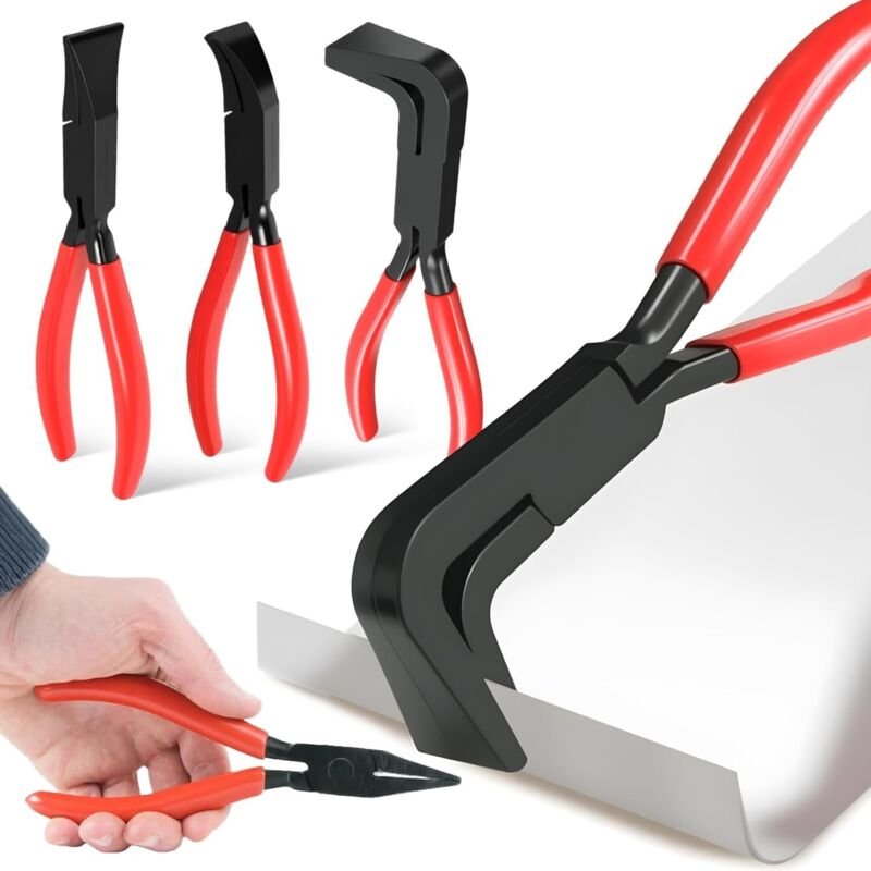 3-teiliges manuelles Blechbiegezangen-Set, tragbar, 22 mm Breite (0°, 45°, 90°) für Blechbearbeiter, Reparateure und Hei...