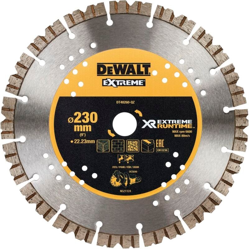 Zubehör - Diamanttrennscheibe für Beton 230x22,23 mm DT40260 - Dewalt