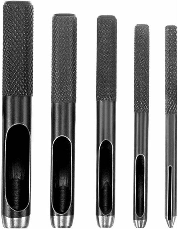 5 Stück runde Stahlhohllocher für Leder, Lederlocher für Lederuhrarmbänder, Gürtel, Ösen für Schuhe, Stoff, Canvas und K...