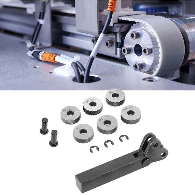 Rändelwerkzeug aus Stahl (7-teilig), diagonales Doppelrad-Linearrändelset, Drehmaschinen-Schneidewerkzeug