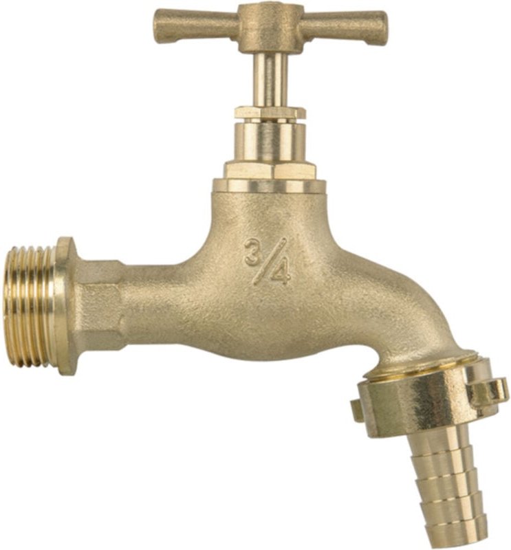 Wasserhahn de Messing mit Ventil gz 3/4' x gz 3/4' für Schlauch de 13mm, korrosionsbeständig, ideal für Gartenbewässerun...