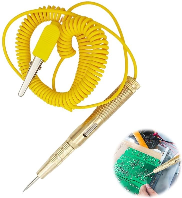 Gleichstrom-Spannungsprüfer (6 V, 12 V, 24 V) mit Glühbirne, Stift-Spannungsprüfer für Fahrzeuge, ausziehbarer Kfz-Strom...